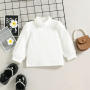 2022 Autumn Winter Kids Clothes Set Fashion Style High Collar Long Sleeve White Blouse Green Checkered Skirt 2Pcs Girls Outfits