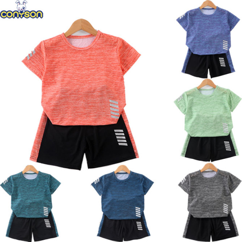 Conyson popular fashion toddler children Summer Baby kids wear quick-dry sports clothes tracksuits Boy Girl shorts Clothing Sets