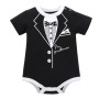 Conyson Infant Climbing Clothes Gentleman Style Printed Cotton Short Sleeve Summer Toddler Boy Jumpsuit Triangle Baby Rompers
