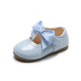 Conyson hot sale fashion spring size 15-30 child slip on Leather PU shoes rubber bottom baby girl princess bowknot dance shoes