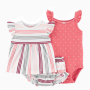 Toddler Girls Sleeveless Dress Sets 3 Piece Cute 100% Cotton Baby Girl Clothing Sets Summer Rompers