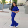 Conyson 2023 Custom New Arrive Hot Sale Fashion Solid Color Designer Boutique Outdoor Flared Pants Girl Kids Clothing Shirt Sets