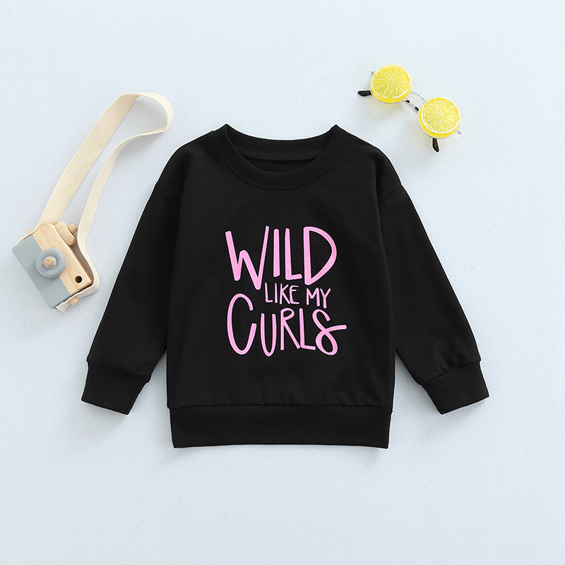 Conyson Wholesale Spring Infant Kids Girls Tops Clothes Baby Letter Print Long Sleeve Pullover Cotton Custom Sweatshirt for Kids