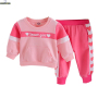Conyson korean fashion kids boutique New designers Bow Two-piece Winter Clothing Suit Children's print Letter girls clothes Sets