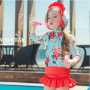 Conyson Wholesale Summer Beach Kids Clothes Two Piece Baby Girls Long Sleeve Flamingo Bikini Children Ruffle Beachwear Swimwear