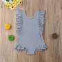 Conyson Cute Toddler Kids Baby Girls Swimwear Ruffles Sleeve Solid One Piece Summer Swimsuit Bathing Suit Bikini Clothes Kids
