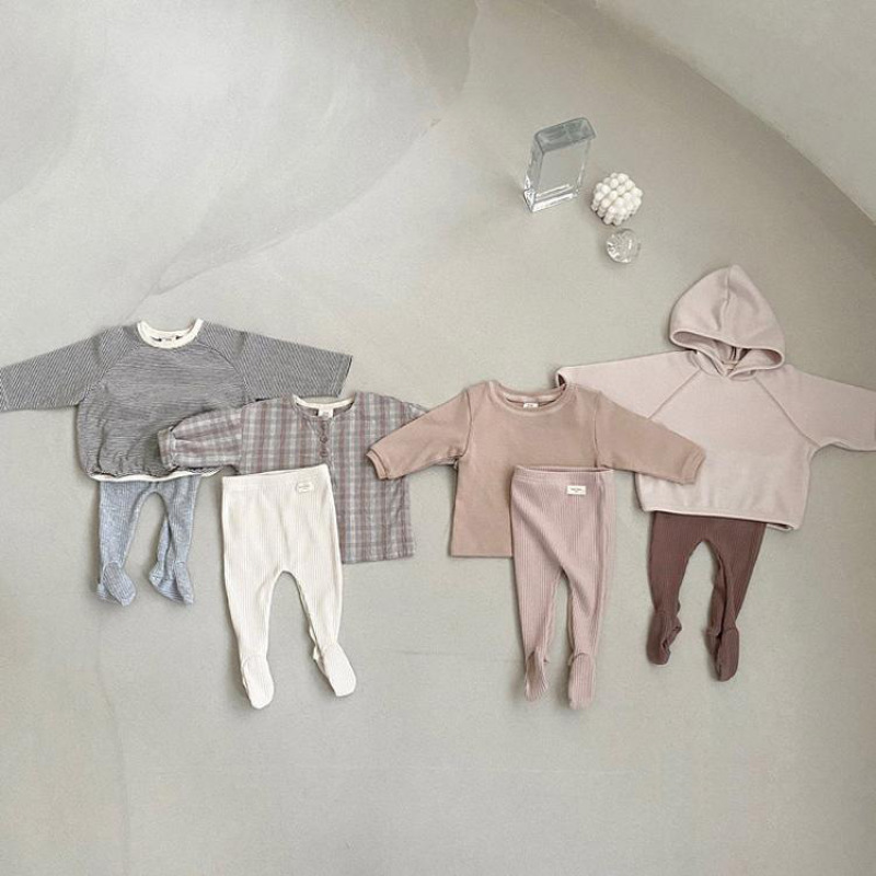 Conyson Striped Organic Cotton Baby tight pants with Foot Solid Pure Color Ruffle Ribbed Tights Leggings baby knitted  Leggings