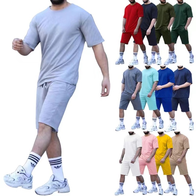 2022 Custom Logo Sweatsuit Men Jogger Sets Private Label Men Short Tracksuit Set Summer Short Set For Men