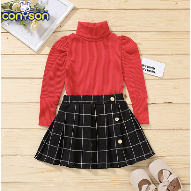 Conyson Casual Two Piece Outfit autumn Baby clothes Set Girls long Sleeve Cotton baby Kids Printed Shorts Two-piece clothing Set
