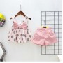 Baby Girl Summer Clothes Polka Dot Printed Sleeveless Tops Big Bow Pure Color Shorts Girls Outfits Girls Bow Knot Two Piece Set