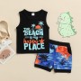 Conyson hot sale fashion summer Children's print sunshine cotton clothes infant kid short suit two-pieces vest boy clothing Sets