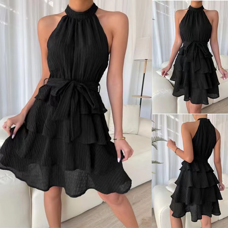 Conyson New Style Spring Summer Sleeveless Plain Splicing Ruffles Edge Lady Elegant Wedding Ball Gown Sexy Dresses Women