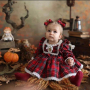 Christmas Girls Red Dress Toddler Baby Kid Girls Lace Ruffles Tutu Party Dress Plaid Xmas Costumes Children Clothes
