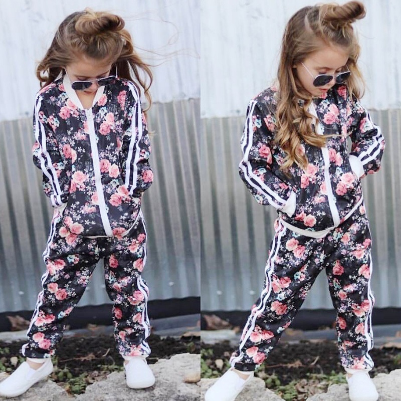 Factory Supply Wholesale cotton baby Tracksuit little Girl Clothes Set Long Sleeve Sweatshirt Children'S Suit kids clothing