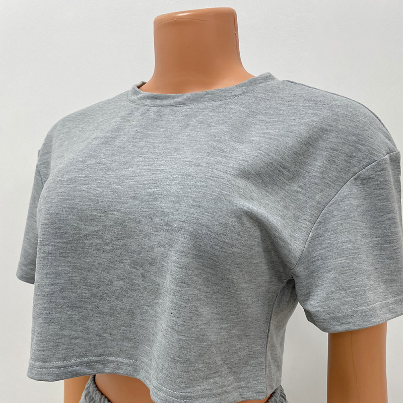 Wholesale rts fashion Custom logo Women solid Color Sportswear two-piece Ladies t-shirt Shorts Clothing Suit Summer Clothes set