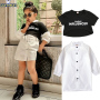 Conyson Kids Clothes Summer Hot Fashion Casual Cotton Printed Letter T-shirt Button Hole Fashion 2Pcs Baby Girls Clothing Sets