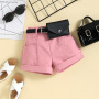 Conyson Wholesale Hot Summer Fashion Baby Girls Clothes Sets Solid Sleeveless Halter Knit Vest+Shorts With Belt Bags Casual Suit