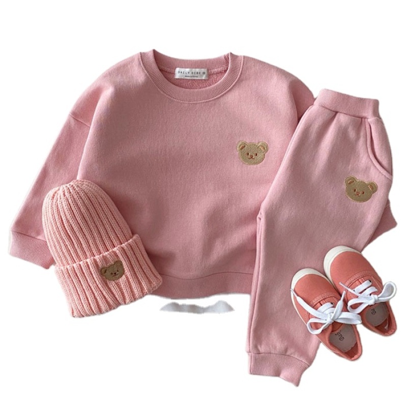 Winter Cotton Wholesale Long Sleeve Top Pullover Casual girls Children Clothing Baby Clothing Apparel Set kids clothes suits