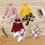 Latest Style Baby Autumn Print Cute Cotton 3pcs Outfits Infant Floral Printed Clothing Set Baby Romper Pants Clothes Set