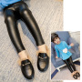 Conyson Hot Kids Clothes Velvet Leggings Pencil Pants Children Warm Trousers Faux PU Leather Legging Slim Leather Pants