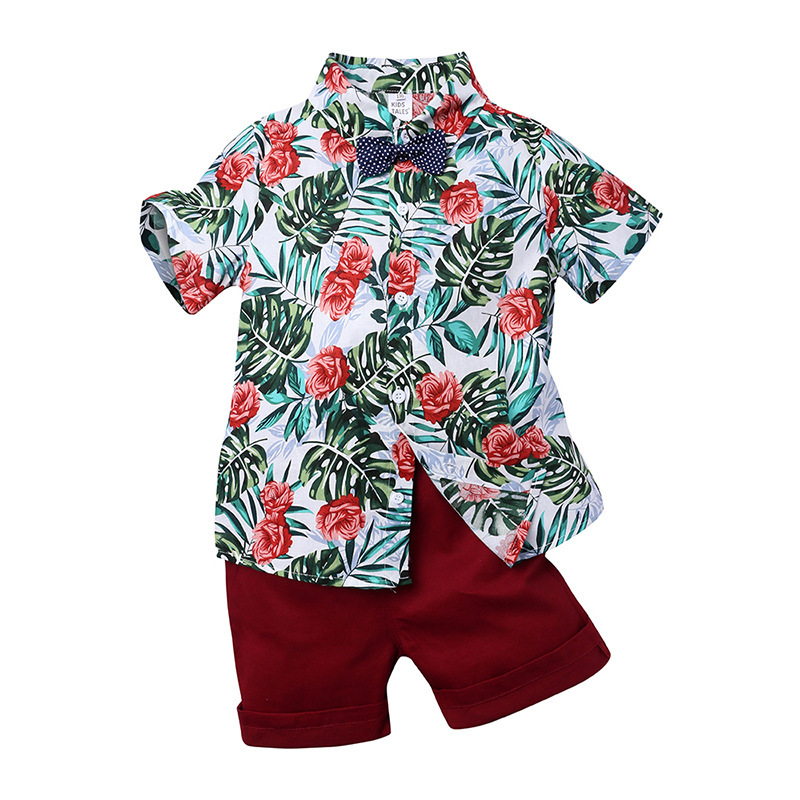 Conyson High Quality Boutique Boys Printed Short Sleeve Shirt and Shorts 2Pcs Boys Clothing Sets Baby Boys Summer Clothing Set