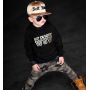 Long Sleeve Black Letters Childrens Onesie Mop Hooded Sweater Pants Two Piece Suit Boys Clothing Sets