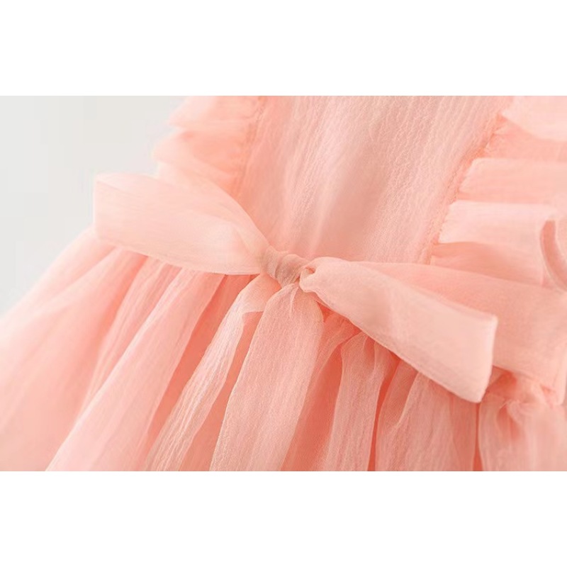 Conyson Summer New Arrival Sweet Style Cotton Lace Sleeveless Solid Mesh Bowknot Baby Girl First Party Birthday Dress