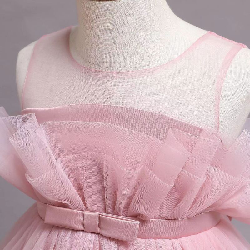 Conyson Wholesale Mesh Children Girls Formal Evening Dress Ball Gown Kid Girls Princess Party Fancy Tutu Dresses