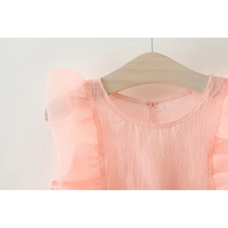 Conyson Summer New Arrival Sweet Style Cotton Lace Sleeveless Solid Mesh Bowknot Baby Girl First Party Birthday Dress