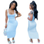 factory price new arrival fashion Solid color Custom logo women sleeveless one piece casual clothing Summer designer adult dress