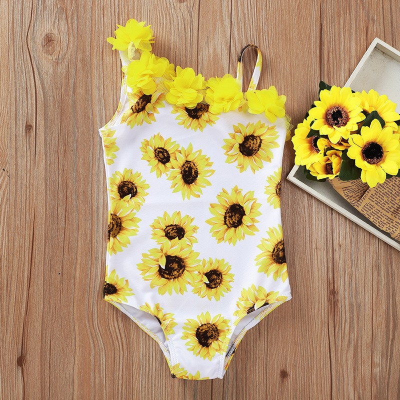 2021 New Wholesale Hot Sell Kid Baby Girl Bikini Sunsuit Toddler Clothing Kid Baby Girl Bathing Suit Sunflower Toddler