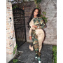 Custom Logo Patchwork Printed Camouflage Suits Jogger Sweatsuit Two Piece Outfits 2022 Summer Women Sports Sets