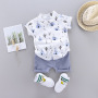 Comfortable Sets Printed Children's Clothing Baby Summer 2021 New Cotton Pyramid Short-sleeve Shorts Shirt Two-piece Set Baby