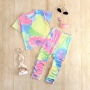 Conyson Toddler Girls Summer Short Sleeve Colorful Trendy fashion tie dye short sleeve t shirt stacked legging set