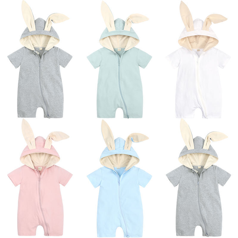 Conyson Wholesale Newborn Baby Girls Boys Cotton Knitted Long Sleeve Jumpsuit Rabbit Ear Baby Clothes Romper