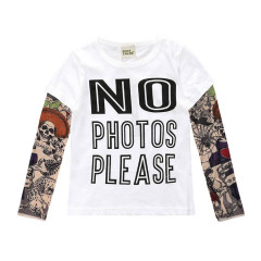 Conyson Bulk Custom Logo Unisex Children's Spring Boy T-shirts Vest Long-sleeved Splicing Hip Pop Style Tattoo Arm Boy Shits