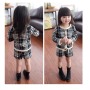 Conyson Winter Kids Girl Elegant Clothing Outfit New Plaid Long Sleeve Button Jacket+Shorts Litter Girls 2 pcs Set
