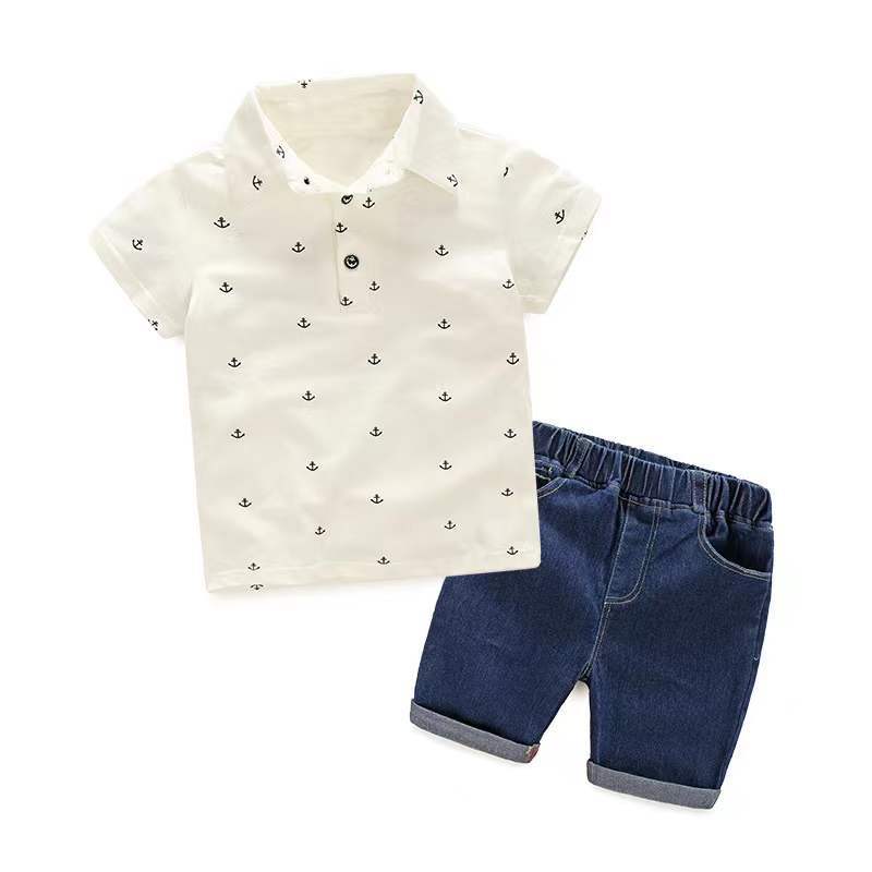 Conyson Summer Toddler Boys Polo Shirt+Shorts Sets Cotton Short Sleeves Stripe T Shirt Casual Baby Boy 2 pcs Suit Outfits