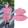 Conyson new arrive korea summer fashion designer kids clothes girls leopard short sleeve top skirt 2 pieces clothing Outfits Set