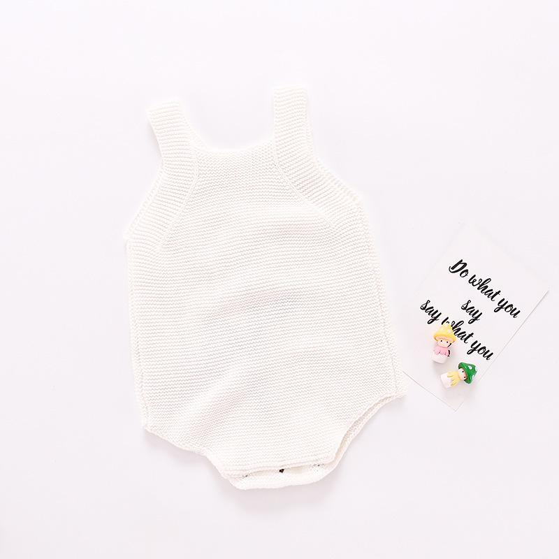 Conyson Wholesale New Toddler Kids Baby Girls Clothes Sunflower Cotton Knitted Hand Knitting Triangle Jumpsuit Woolen Rompers
