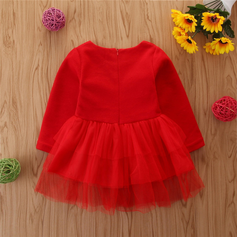 Conyson Christmas Party Infant Girls Dresses Cosplay Baby Clothes Long Sleeve Embroidery Zipper Cuter Mesh Tutu Dress