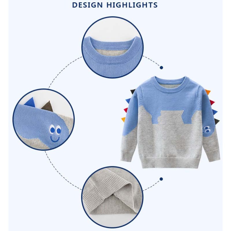Round Neck Sweater Street Loose Pullover Child Sweater Autumn New Cotton Style Kids Boys Knitted Sweater Pullover