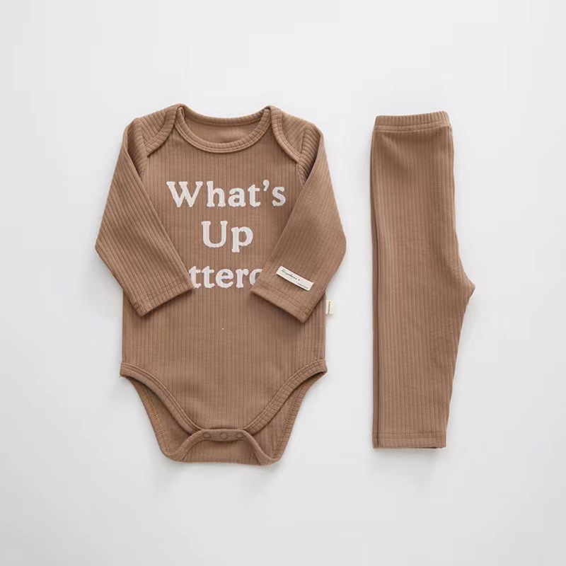 New Wholesale Conyson Baby Girl Boy Solid Quality Long Sleeve Round Neck Casual Sports Unisex Kids Clothing Set
