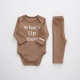 New Wholesale Conyson Baby Girl Boy Solid Quality Long Sleeve Round Neck Casual Sports Unisex Kids Clothing Set