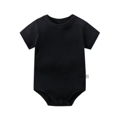 Conyson Wholesale Soft Babi Kids Rompers Unisex Baby Clothes Casual Solid 100% Cotton Short Sleeves Newborn Jumpsuits