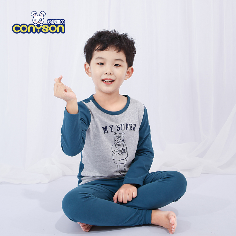 Conyson Hot Sale Casual Long Sleeve Spring Autumn Cartoon Cotton Patterns Knitted Unisex Baby Kids Full Sublimation Pajamas