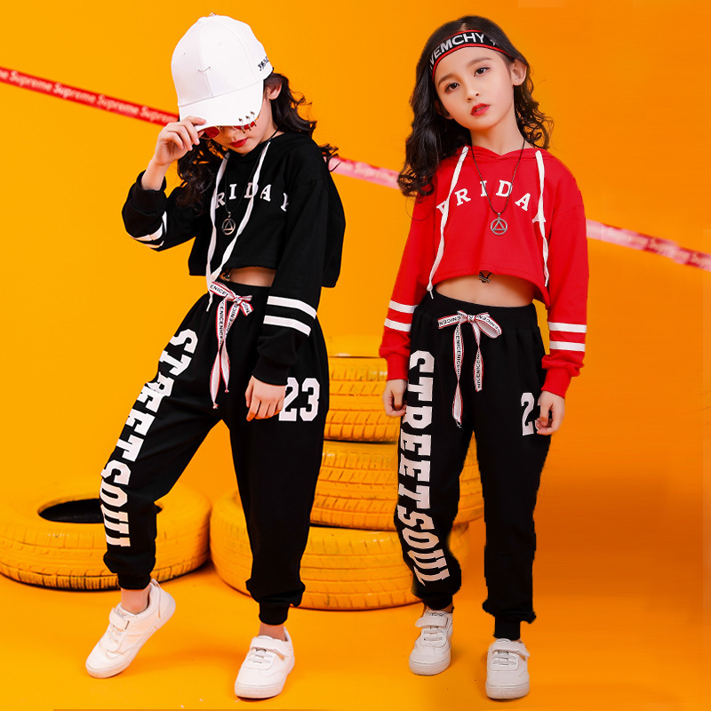 Fashion New Handsome Street Dance Girls Sweatsuits Children's Performance Autumn Clothing Sets