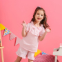 Factory Customization O-Neck Short Sleeve Woven Girls Summer Baby Clothing Cotton Kids Pajamas Sets
