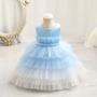 Conyson Lovely Floral Sleeveless Dress Toddler Infant Newborn Layered Pearl Princess Dress Ombre Cute Party Dress