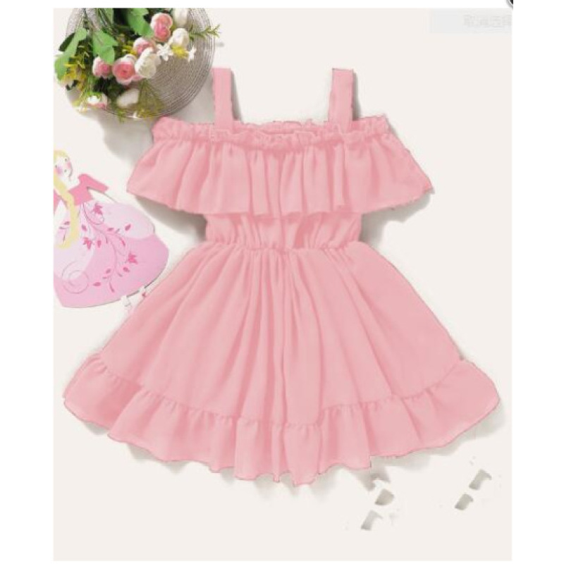 Hot sale Summer 1-6 year kid girl birthday children sweet clothes infant toddler short sleeve ruffle baby princess party dress